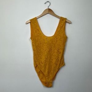 Araks Tabitha Yellow Lace Scoop Bodysuit NWT
